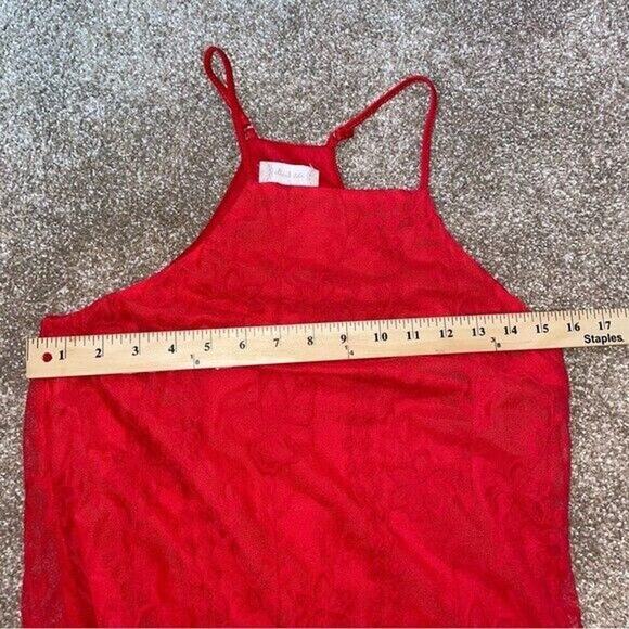 Altar'd State mini dress halter top lace overlay red A-line lined tunic SZ SM - Picture 5 of 10